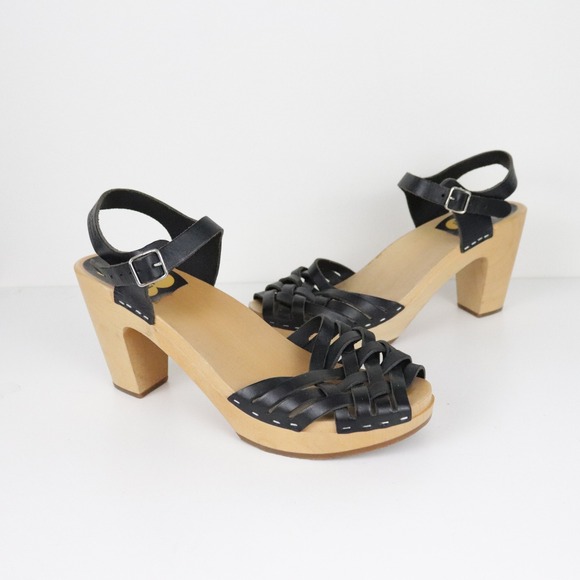Swedish Hasbeens Braided Sky High Clog Sandals Womens 41 11 Black - Picture 2 of 12